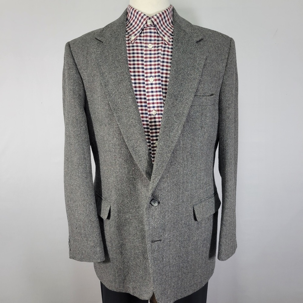 Austin‎ Reed Men's Tweed Sport Coat Blazer Two Button Gray Red Herringbone 44R
